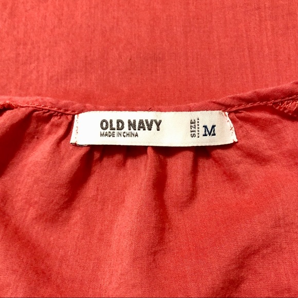 Old Navy Women’s S/S Orange Boho Peasant Top with Embroidery and Neck Ties - M - Picture 13 of 16